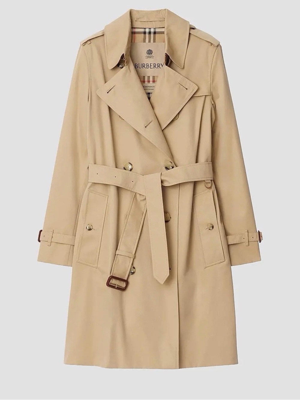 Burberry Beige Double-Breasted Trench Coat with Belt